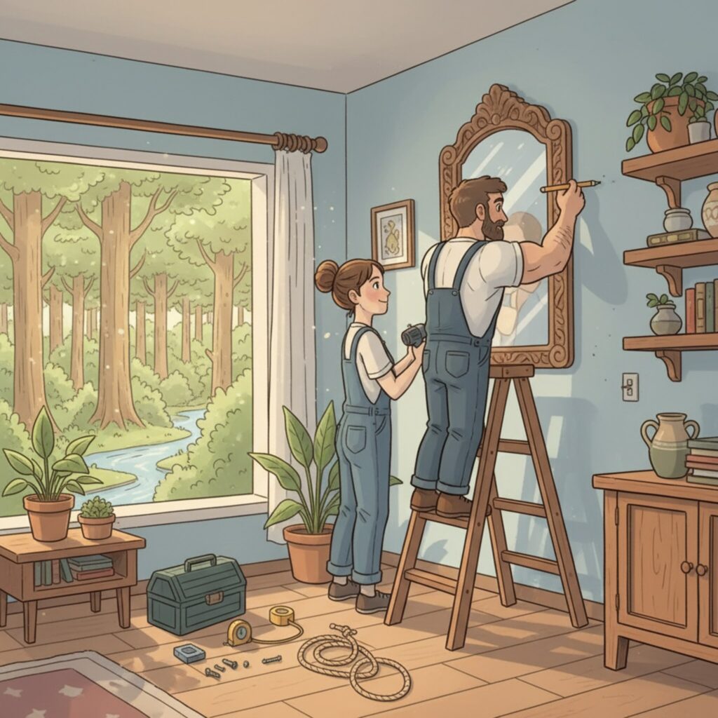 Comment fixer un miroir lourd au mur?